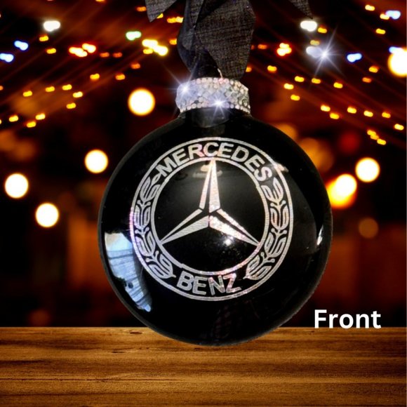 Christmas Ornament, Black/Silver Mercedes Gift, Handmade Gift, Holiday Gift - Picture 6 of 16
